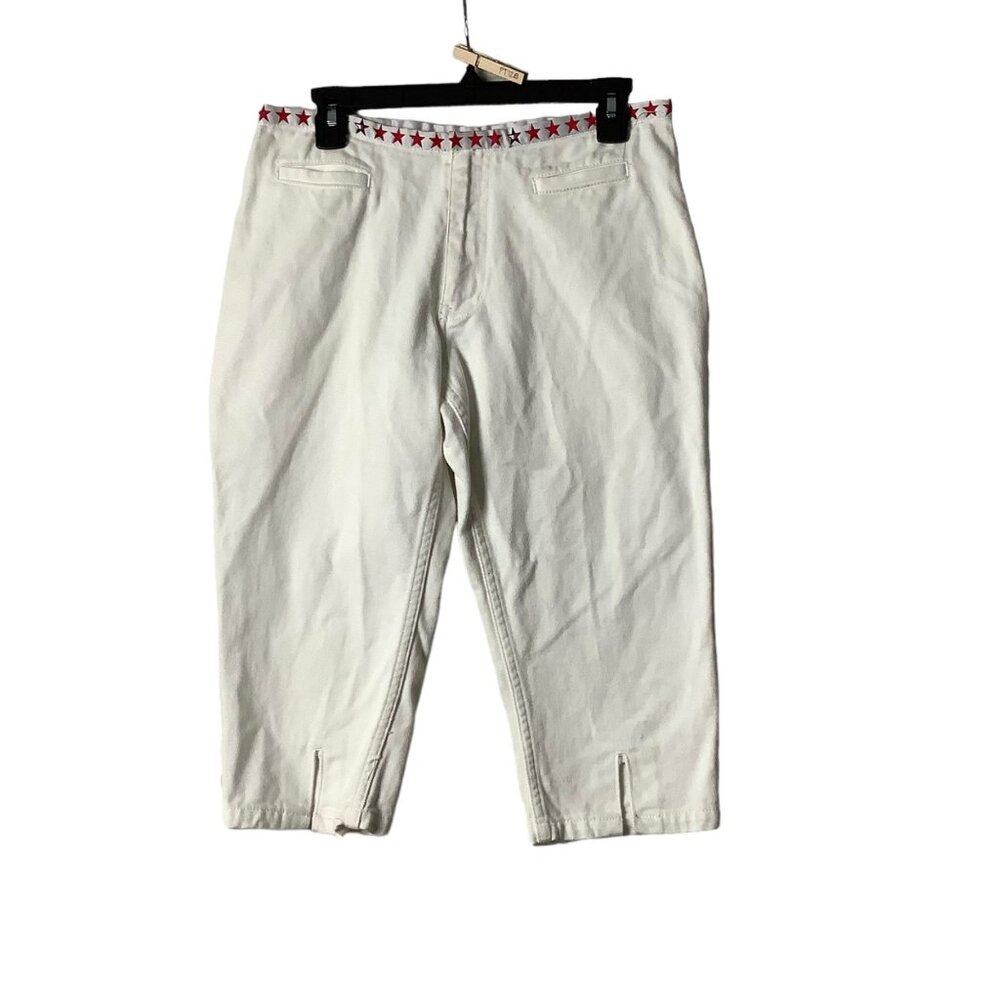Vtg Y2K‎ Tommy Hilfiger White Denim Jean Capris Women Junior Sz 7 100% Cotton